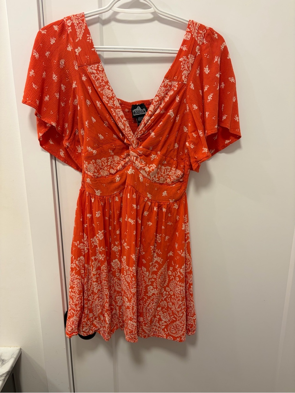Angie Orange Floral Mini Dress